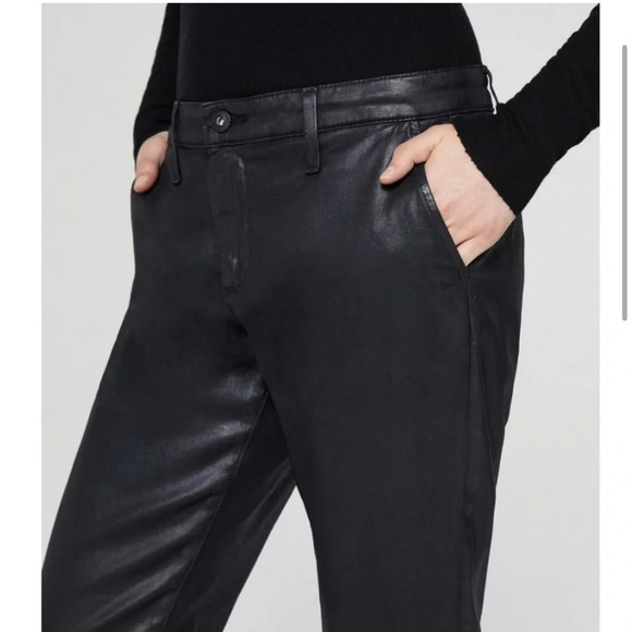 AG The Caden Tailored Trouser Leatherette Coated  Black Pants - Picture 4 of 5